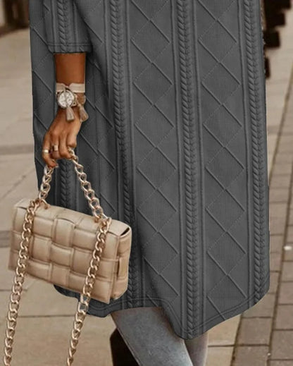 Cable Knit Hooded Windbreaker Coat