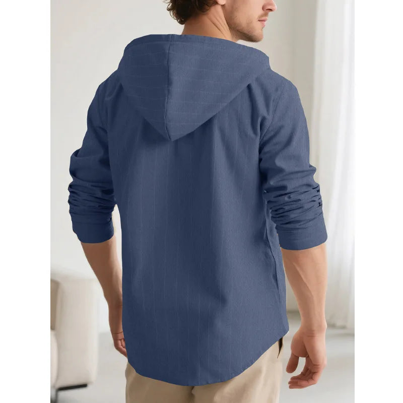 Striped Hooded Linen Shirt
