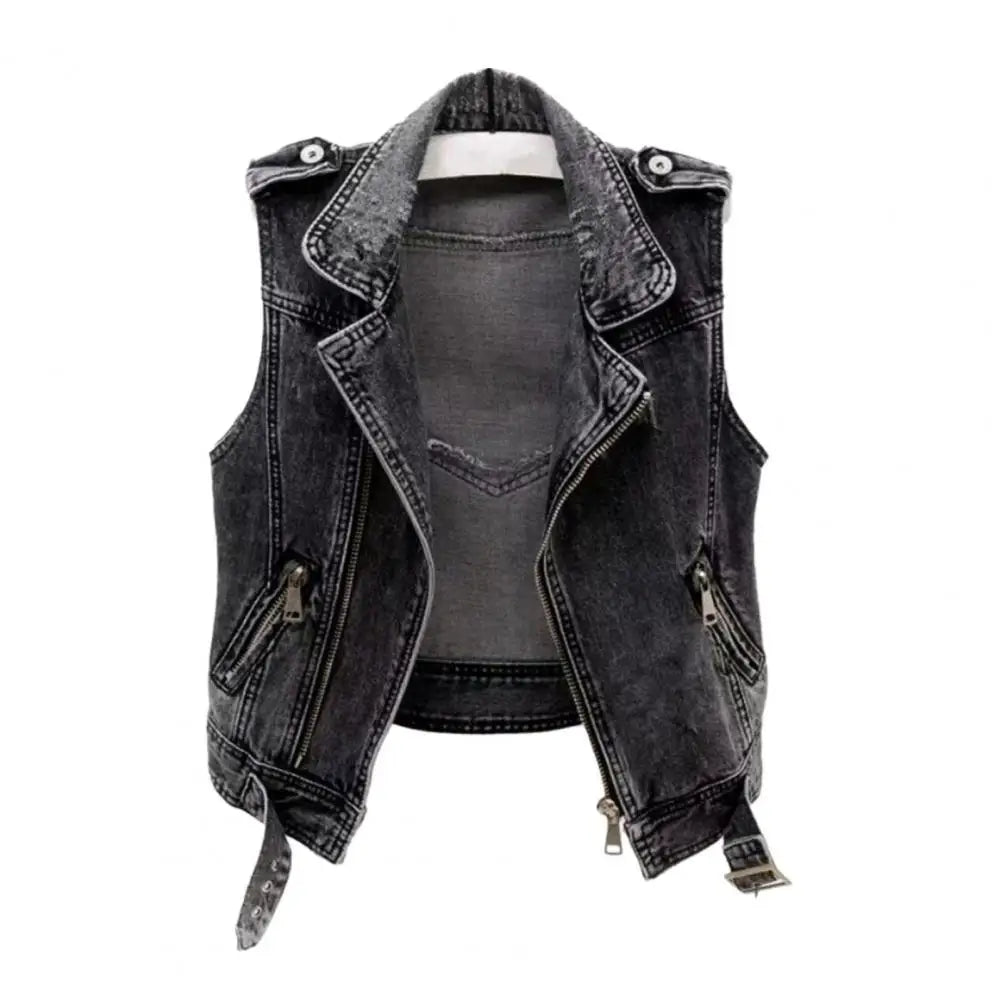 Studded Denim Punk Vest