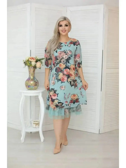 Blossom Grace Floral Party Midi Dress