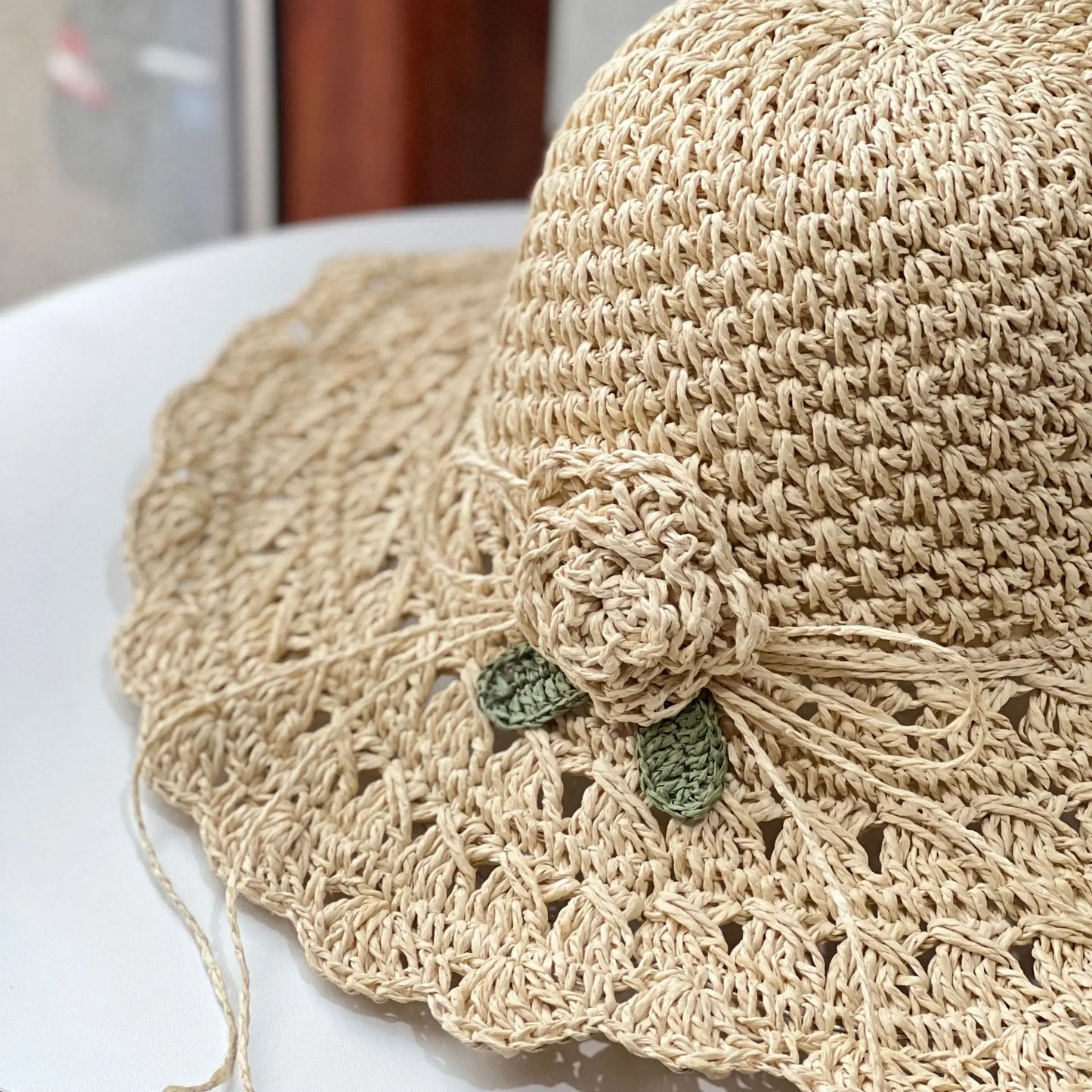 Handwoven Floral Summer Straw Hat