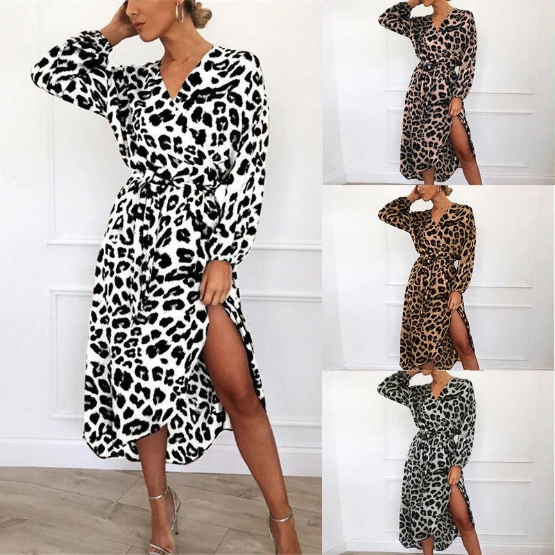 Wild Allure Lace-Up Leopard Dress