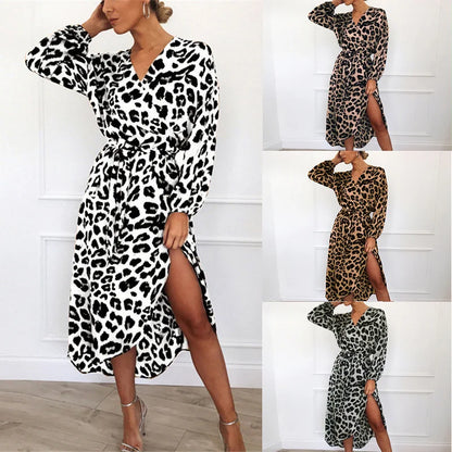 Wild Allure Lace-Up Leopard Dress
