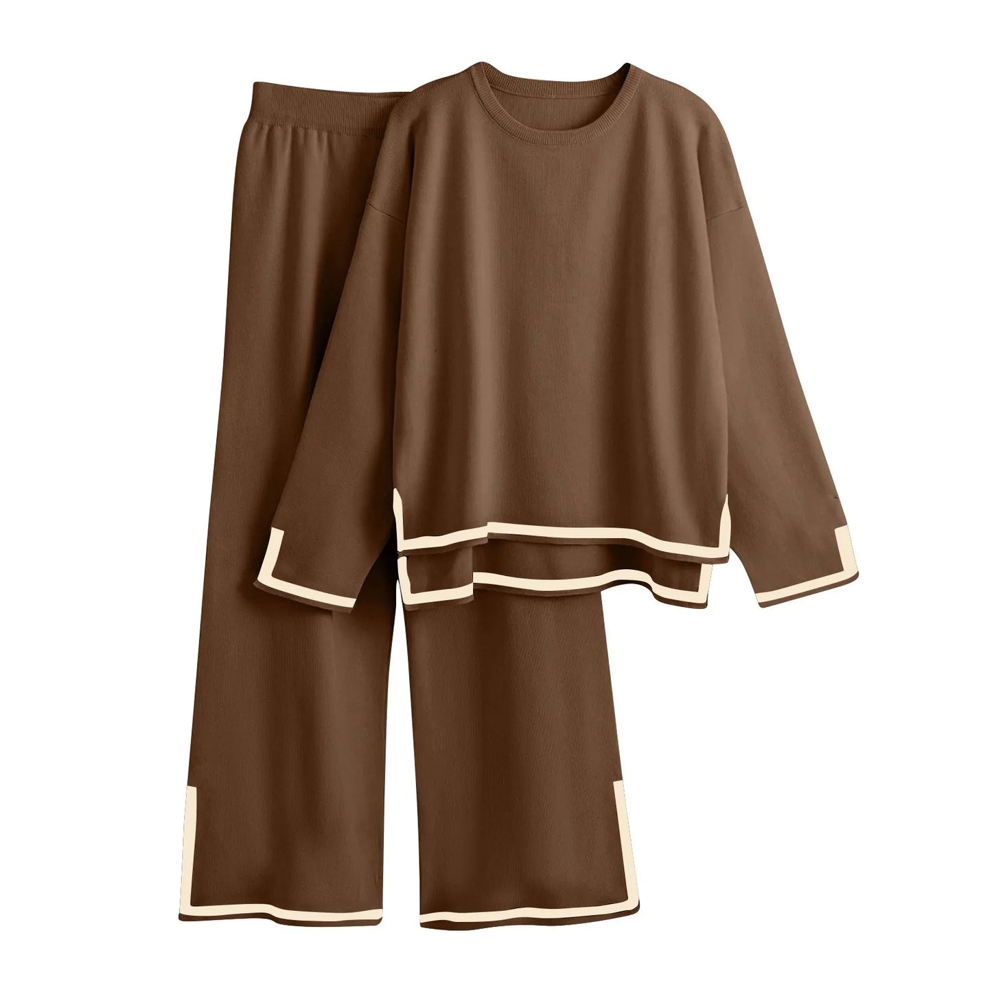 Knitted Women’s Trousers Suit — Two-Piece Set