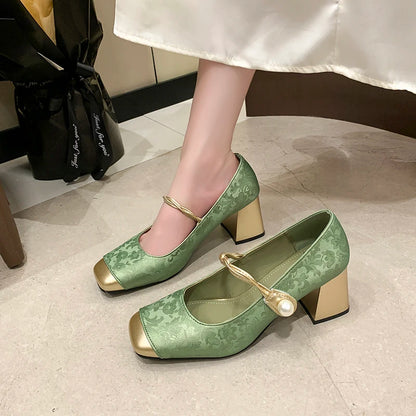 Elegant Charm Block Heel Pumps