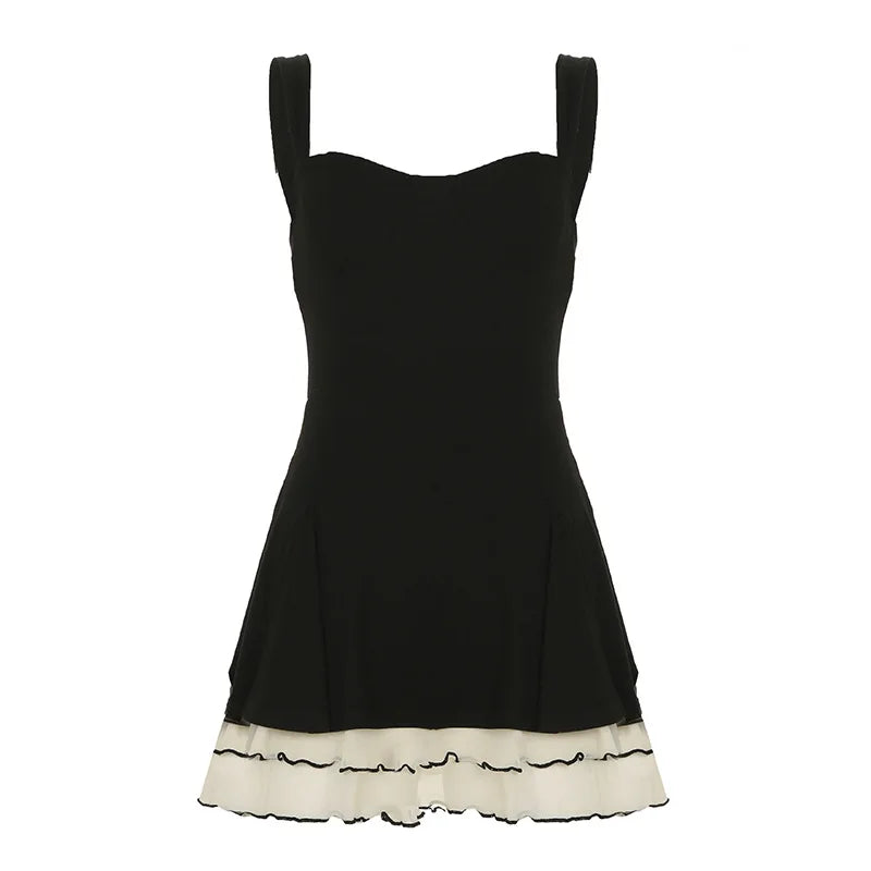 Curve Pop Contrast Layered Swing Dress