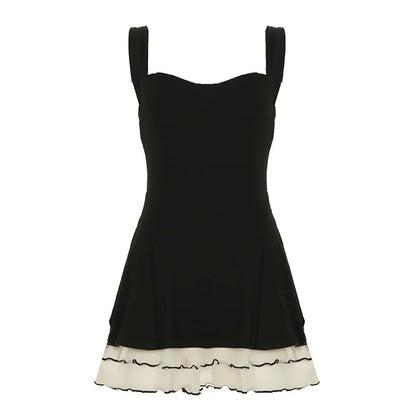 Curve Pop Contrast Layered Swing Dress