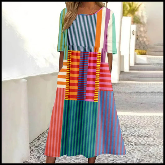 V-Neck Printed Strap Maxi Dress