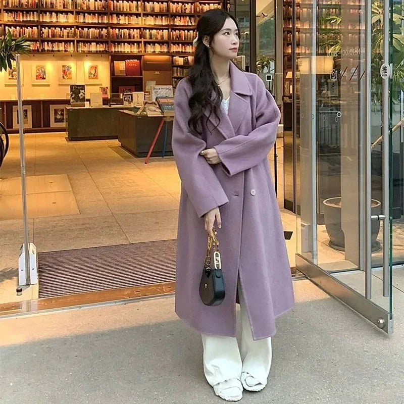 Elegant Woolen Mid-Long Coat
