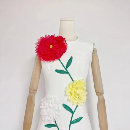 Floral Fusion 3D Print Dress