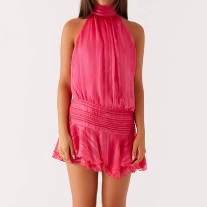 Sunkissed Ruffle Halter Mini Dress