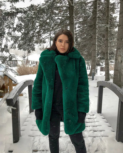 PlushLuxe Long Lapel Fur Coat