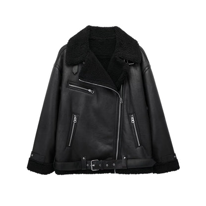 FurEdge Moto Style Faux Fur Jacket