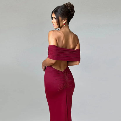 Sexy Strapless Backless Bodycon Maxi