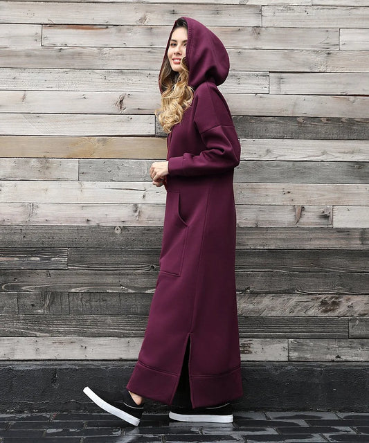 Hooded Sweater Dress with Pockets