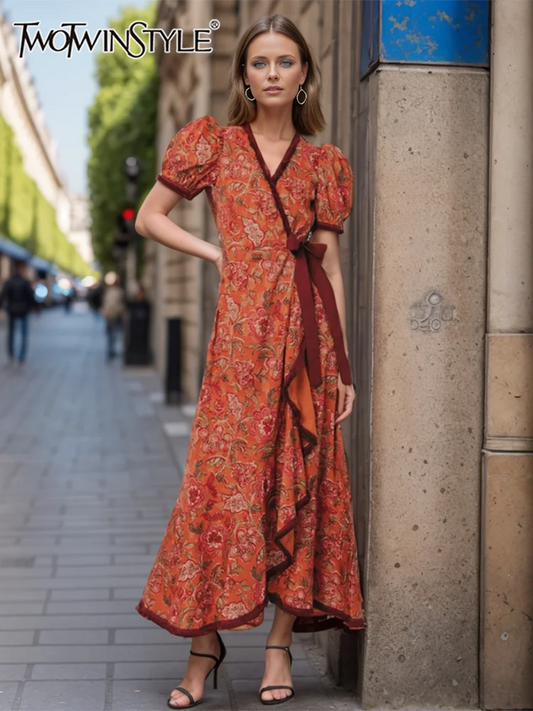 Blooming Elegance Retro Maxi Dress