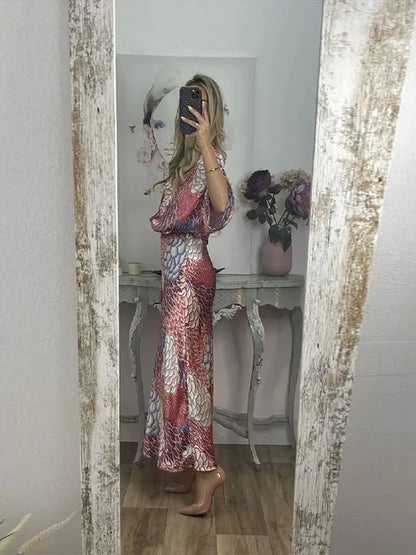 Sophisticated Printed V-Neck Skirt Set