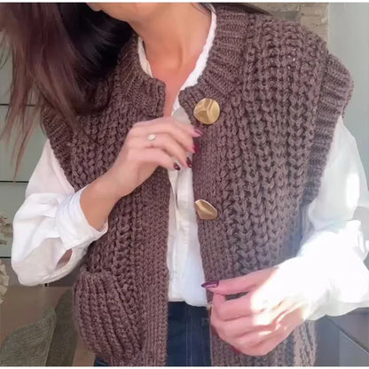 Cozy Chic Knitted Brown Vest