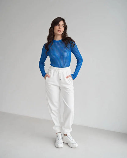 Luxe Sheer Striped Mesh Party Top