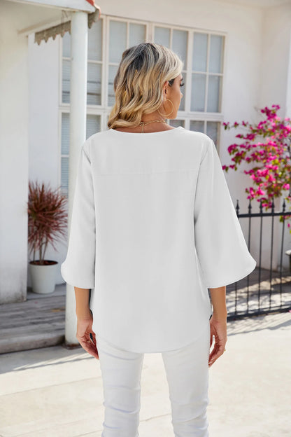 Elegant V-Neck Chiffon Blouse