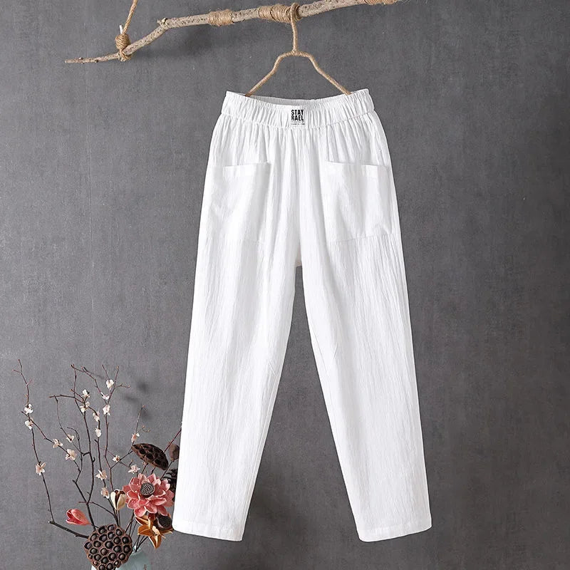 Casual Cotton-Linen Harem Pants