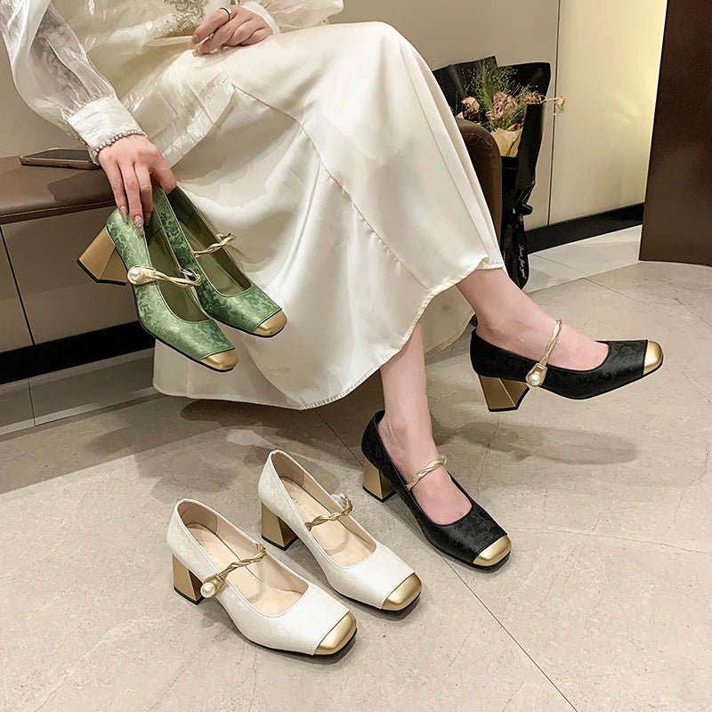 Elegant Charm Block Heel Pumps