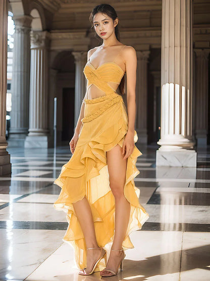 Starlit Allure Strapless Maxi Dress