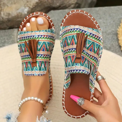 Boho Ease Retro Flat Slippers