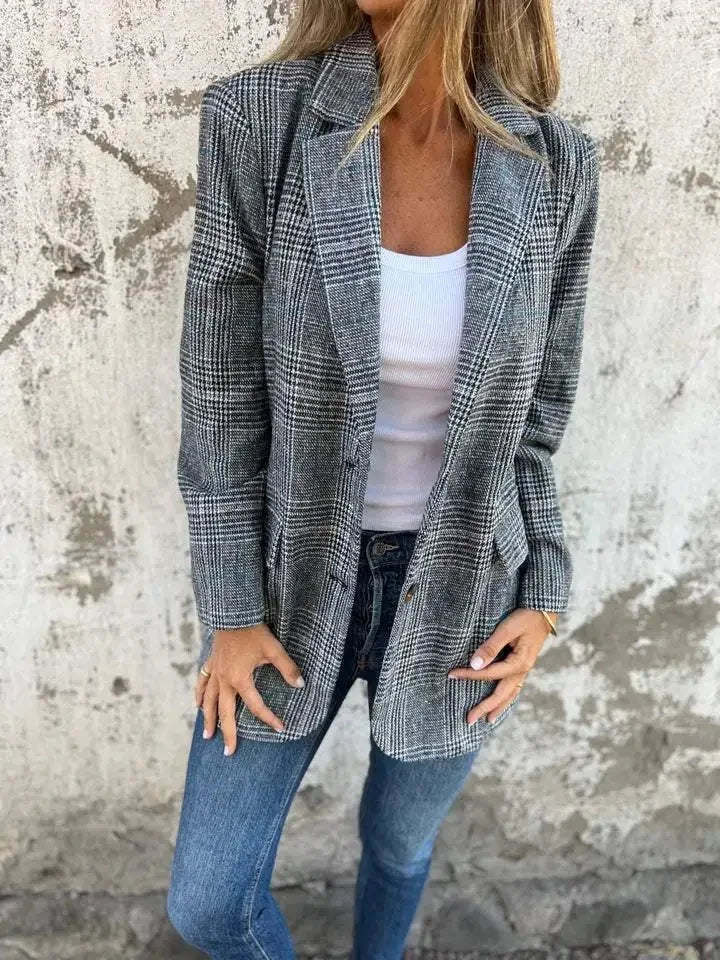 Elegant Houndstooth Office Suit Jacket