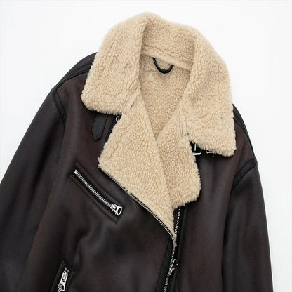 FurEdge Moto Style Faux Fur Jacket