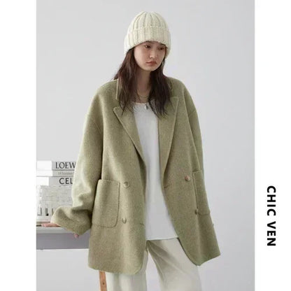 Women’s Luxury Wool-Blend Long Coat