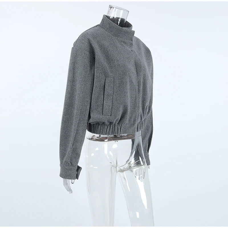 Elegant Gray Woolen Coat