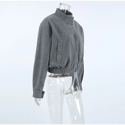 Elegant Gray Woolen Coat