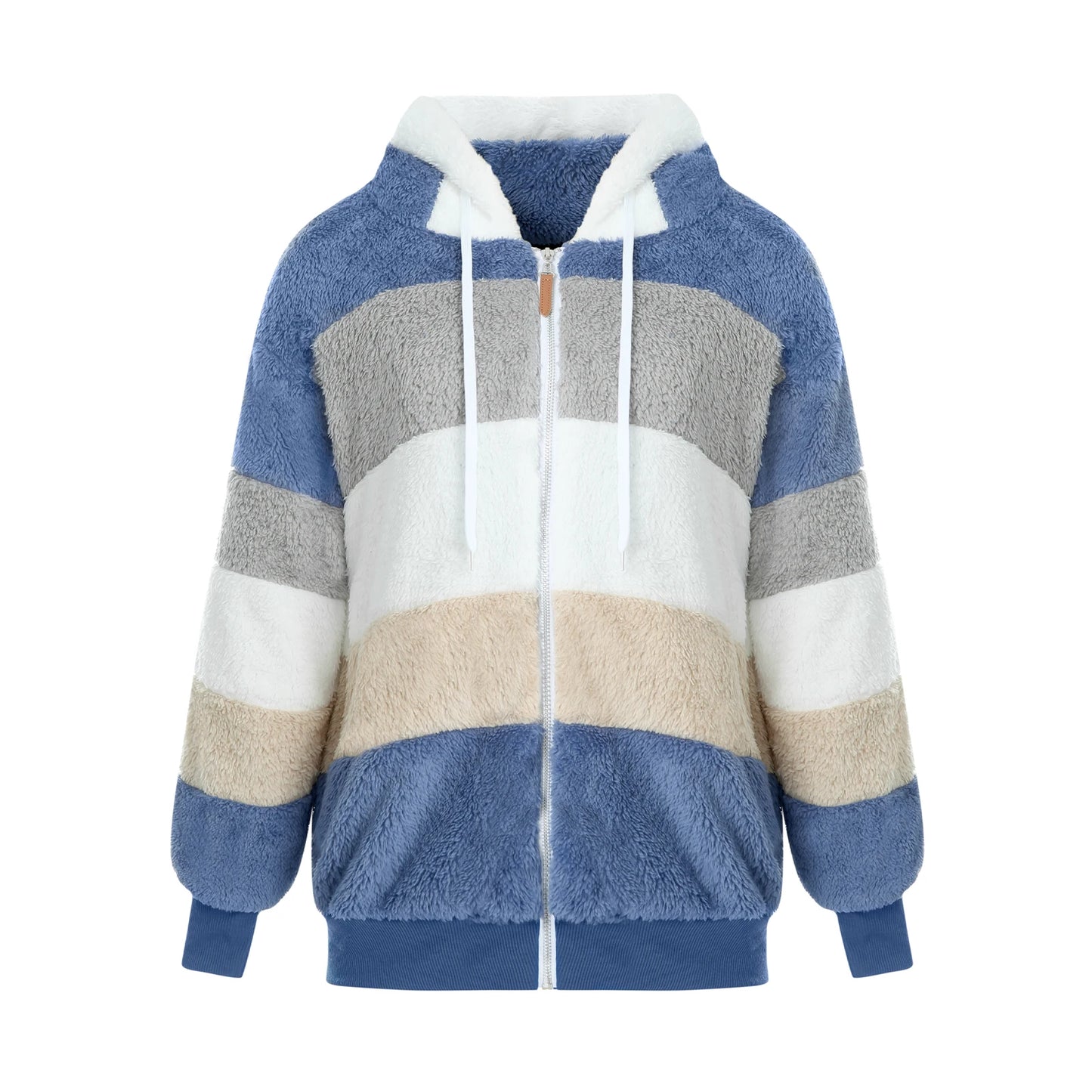 Hooded Plush Coat — Stylish Warm Zip-Up