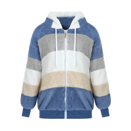 Hooded Plush Coat — Stylish Warm Zip-Up