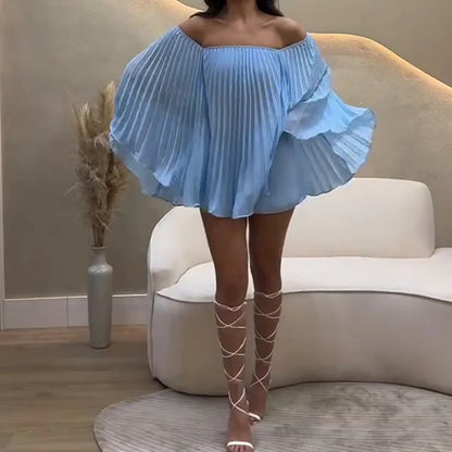 Glimmer Drape One Shoulder Shorts Set