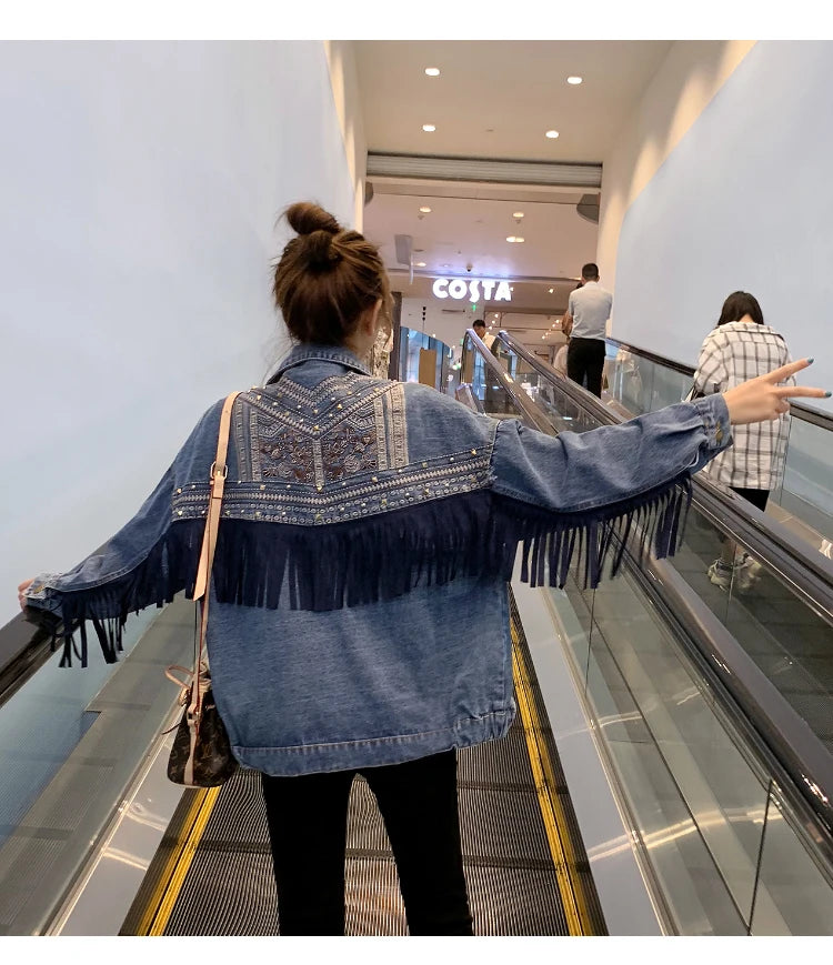 Boho Bloom Embroidered Denim Jacket