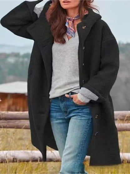 Chic Hooded Woolen Overcoat