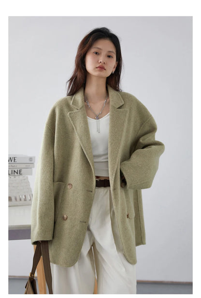 Women’s Luxury Wool-Blend Long Coat