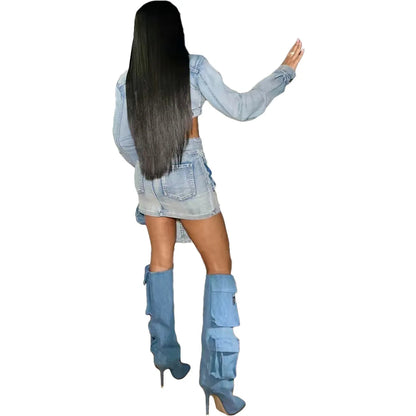 Indigo Muse Denim Mini Skirt Set