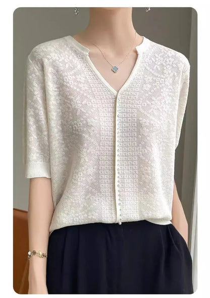 V-Neck Knitted Summer Top