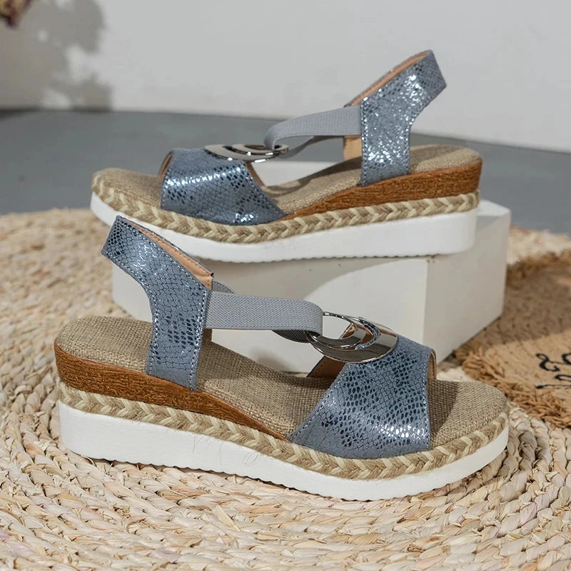 Snake Print Wedge Gladiator Sandals