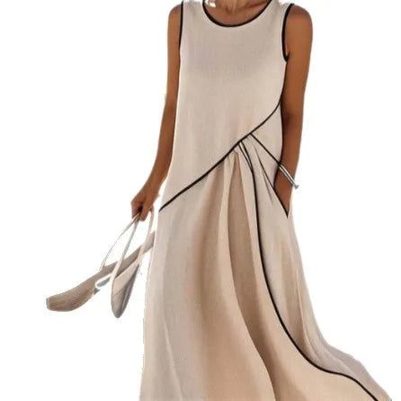 Coastal Charm Contrast Midi Dress