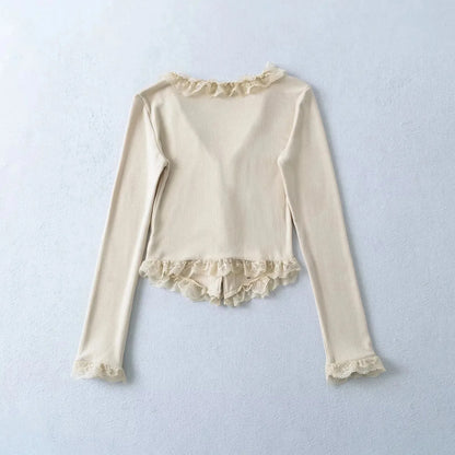 RuffleVibe Low Cut Button Top