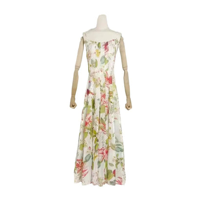 Sunlit Bloom Hollow Waist Maxi Dress