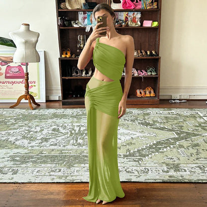 Elegant One-Shoulder Lace Evening Dress