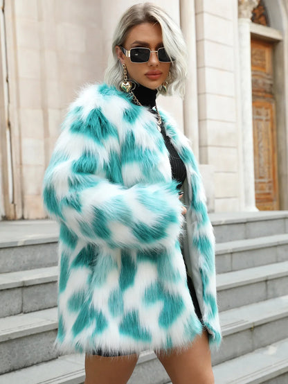 Faux Fox Plush Fur Women's Coat