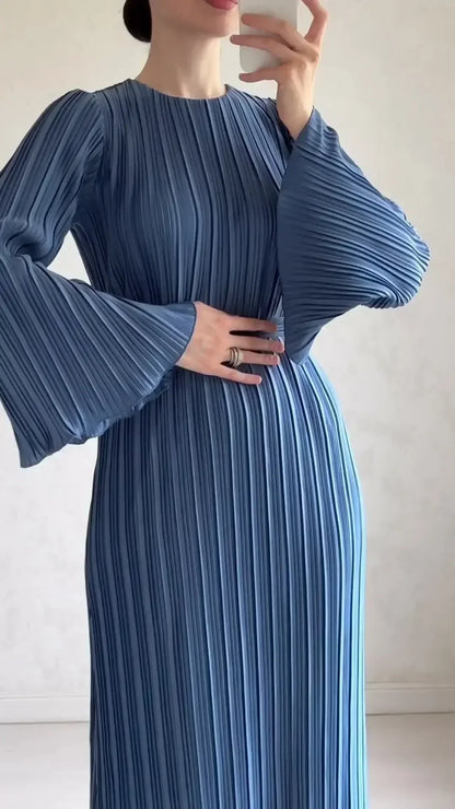 Spring Grace Pleated Belted Dress