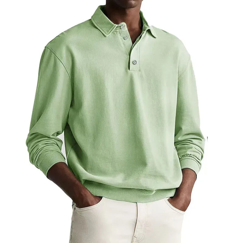 Men’s Long Sleeve Business Casual Cotton Polo