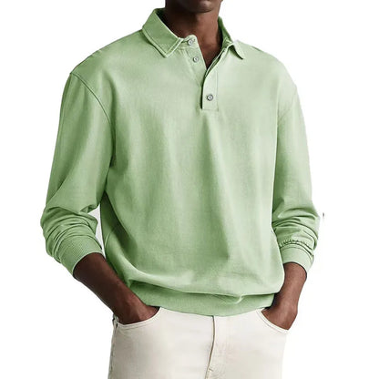Men’s Long Sleeve Business Casual Cotton Polo